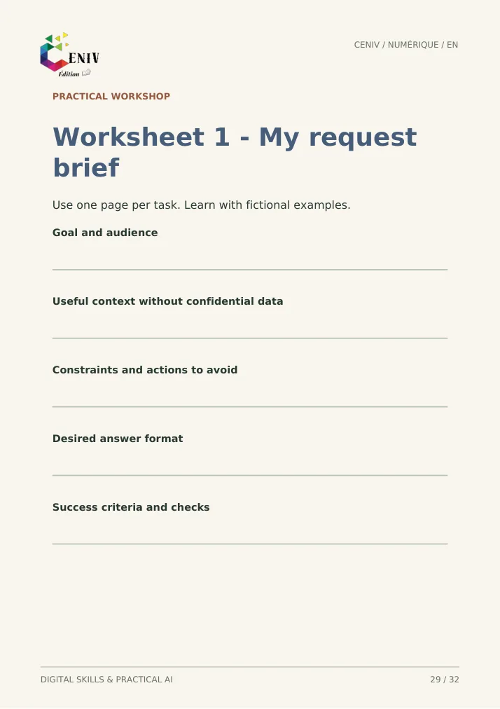 Getting started with AI in everyday life — Fiche / Worksheet