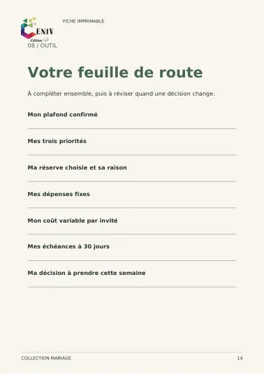 Un mariage à votre mesure — Fiche / Worksheet