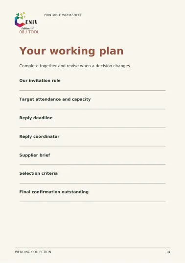 Guests & suppliers — Fiche / Worksheet