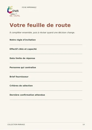 Invités & prestataires — Fiche / Worksheet