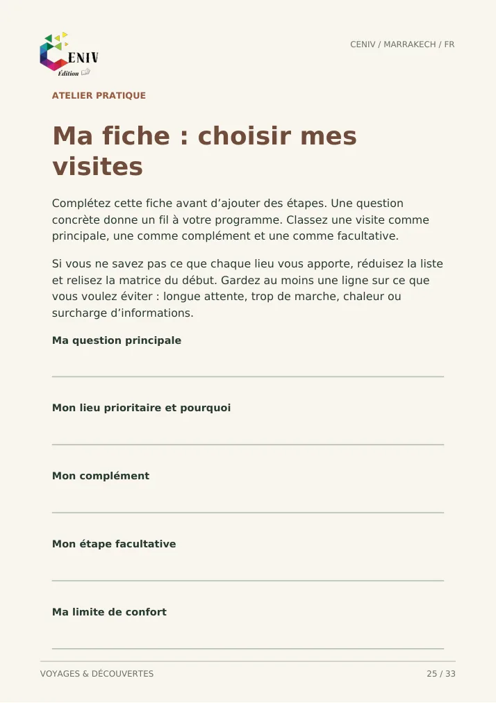 Marrakech : sur les traces de son histoire — Fiche / Worksheet