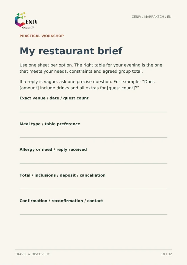 Marrakech: stay, eat & go out — Fiche / Worksheet
